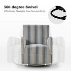 Pancy Traditional Swivel Armchair with Jacobean Strip Pattern by HOLALA HOME