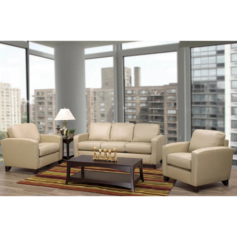 Bryce Italian Top Grain Leather Sofa Chairs Set