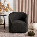 KINWELL 32W Boucle Upholstered Swivel Barrel Accent Armchair
