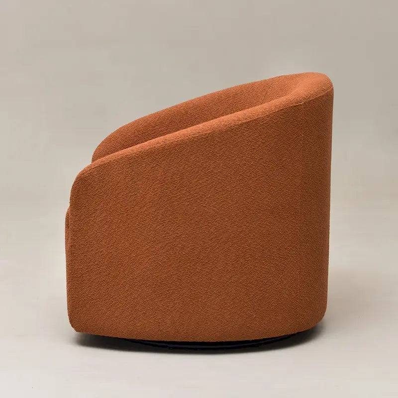 KINWELL 32W Boucle Upholstered Swivel Barrel Accent Armchair