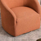 KINWELL 32W Boucle Upholstered Swivel Barrel Accent Armchair