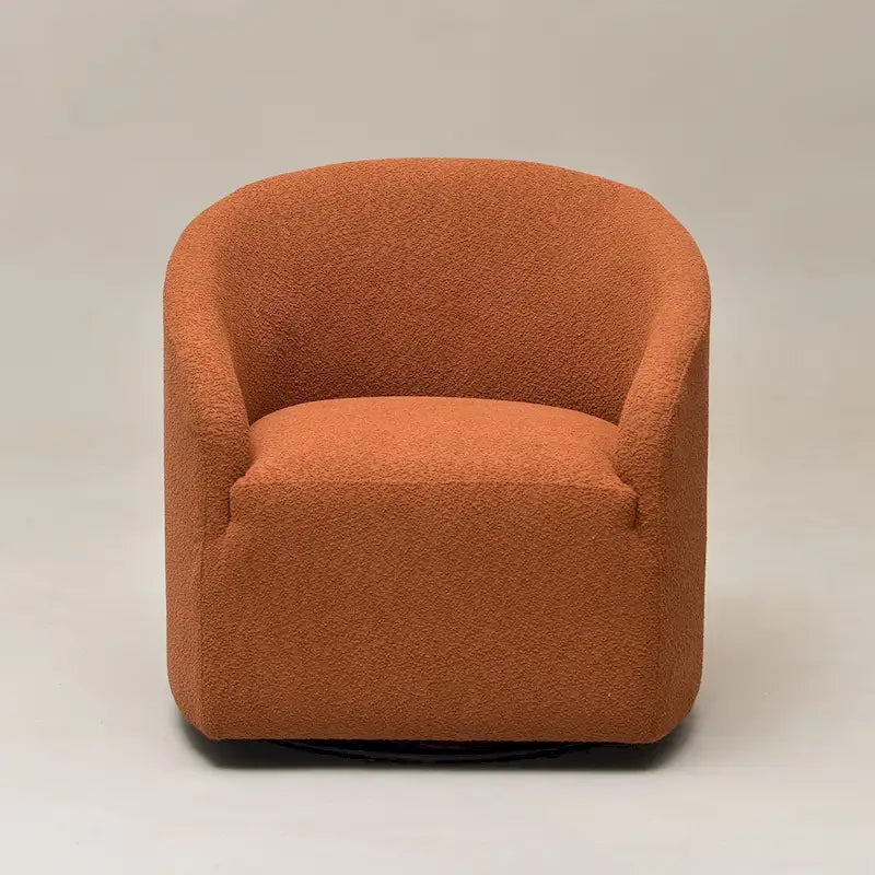 KINWELL 32W Boucle Upholstered Swivel Barrel Accent Armchair