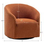 KINWELL 32W Boucle Upholstered Swivel Barrel Accent Armchair