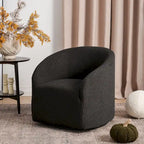 KINWELL 32W Boucle Upholstered Swivel Barrel Accent Armchair
