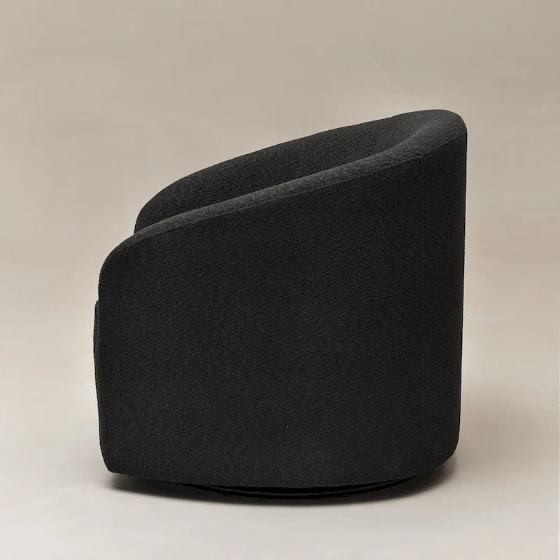 KINWELL 32W Boucle Upholstered Swivel Barrel Accent Armchair