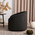 KINWELL 32W Boucle Upholstered Swivel Barrel Accent Armchair