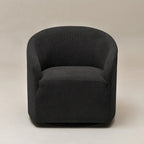 KINWELL 32W Boucle Upholstered Swivel Barrel Accent Armchair