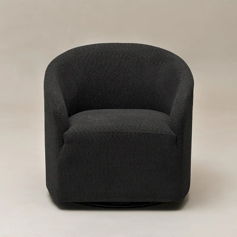 KINWELL 32W Boucle Upholstered Swivel Barrel Accent Armchair