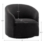 KINWELL 32W Boucle Upholstered Swivel Barrel Accent Armchair