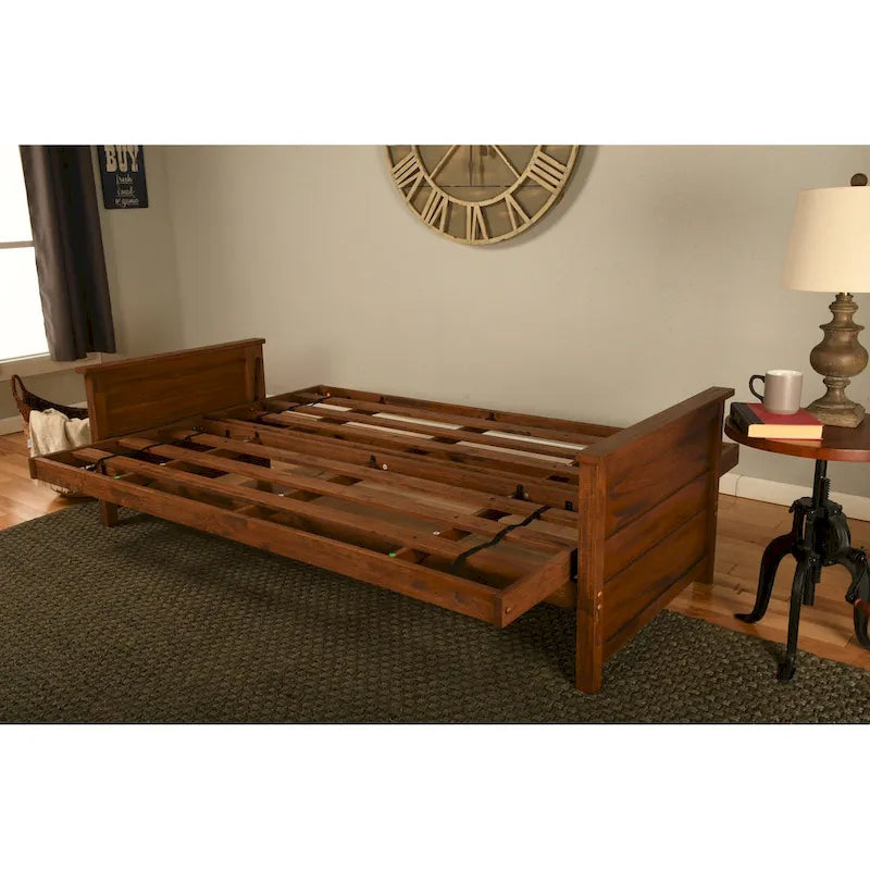 Somette Lexington Full-size Futon Set in Weathered Brown Finish with Mattress