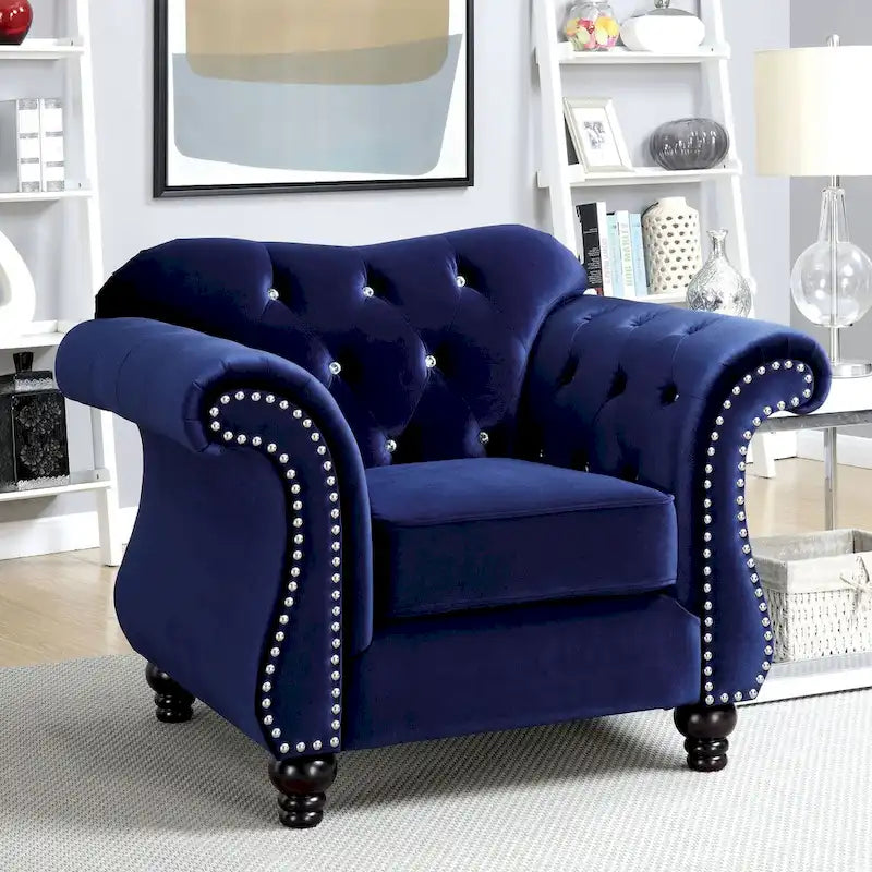 Tese Traditional Fabric Felt Button Tufted Armchair by Furniture of America