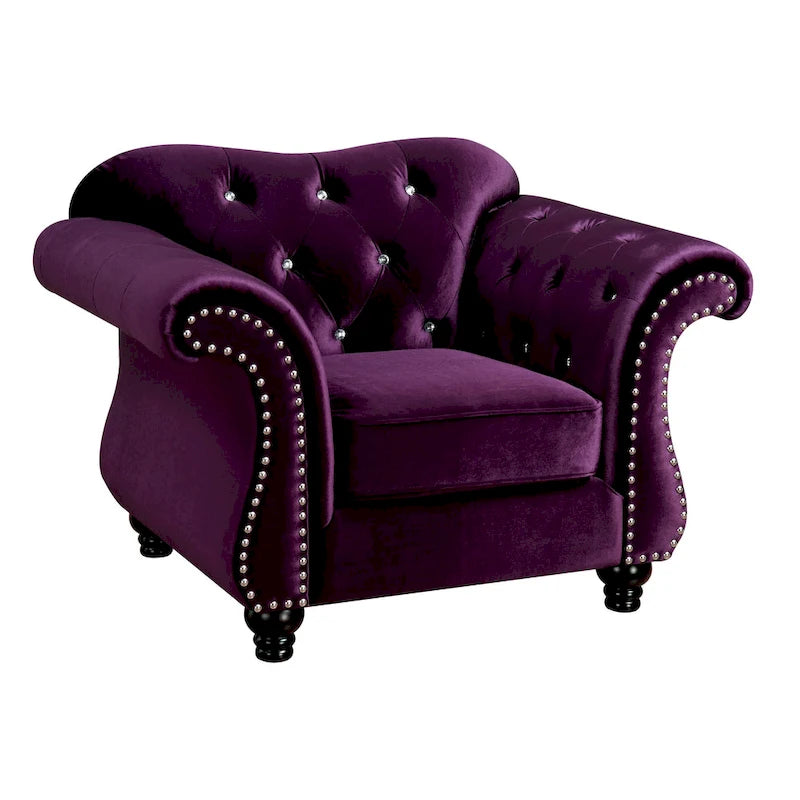 Tese Traditional Fabric Felt Button Tufted Armchair by Furniture of America