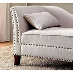 Fabric and Wood Chaise in Beige Finish