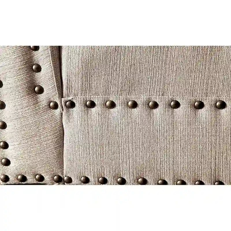 Fabric and Wood Chaise in Beige Finish