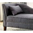 Fabric and Wood Chaise in Beige Finish