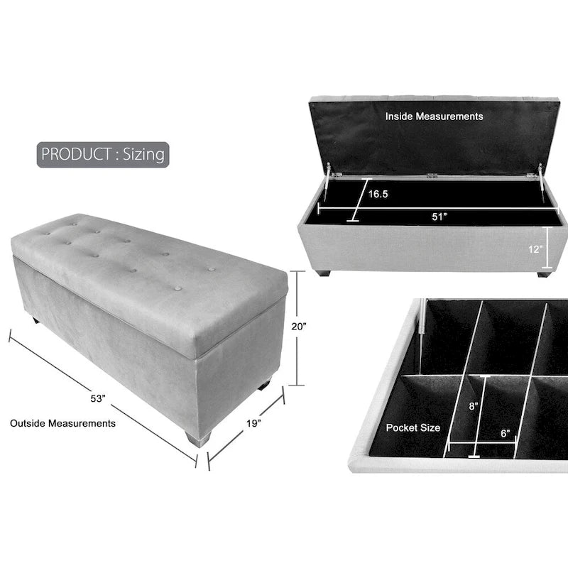 SOLE SECRET DUO 10 Button Linen & Shoe Storage Bench - OBSESSION