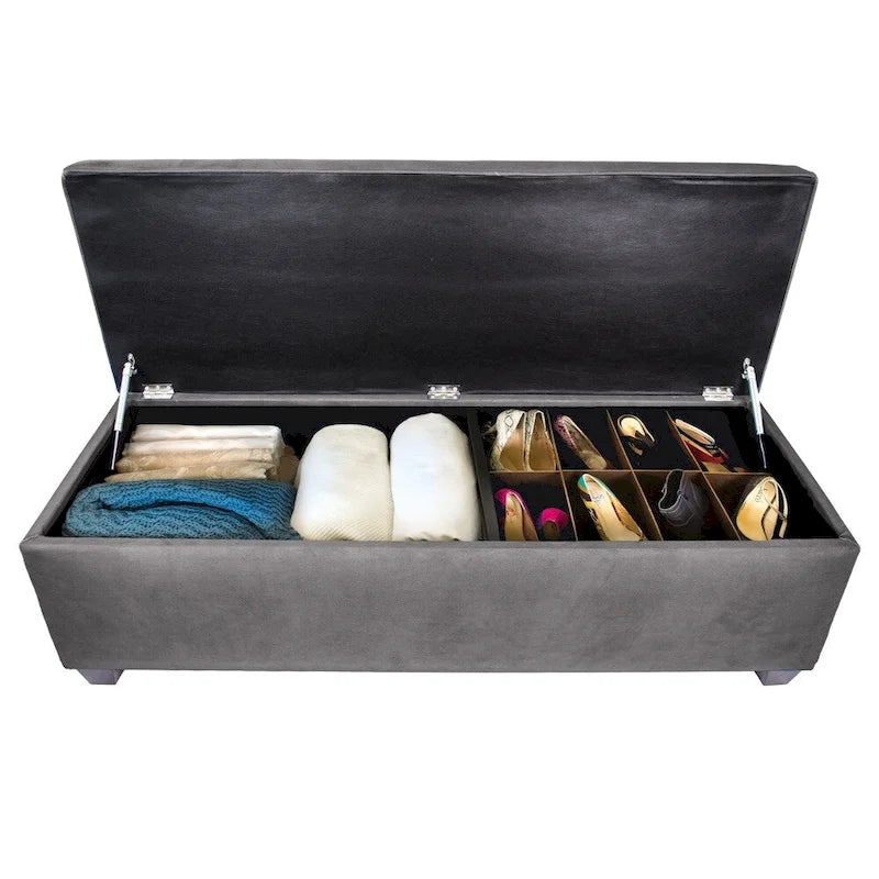 SOLE SECRET DUO 10 Button Linen & Shoe Storage Bench - OBSESSION