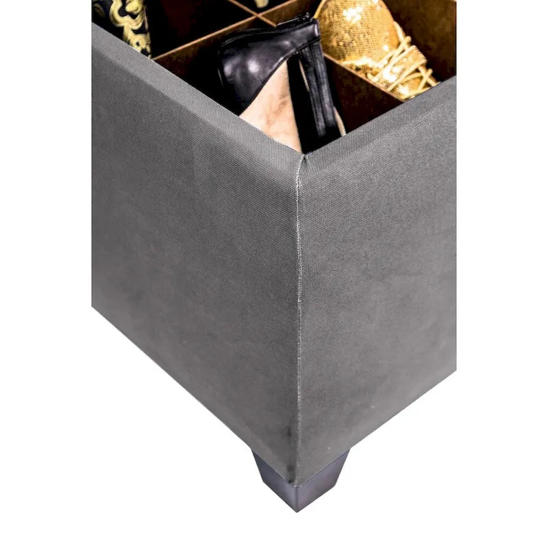 SOLE SECRET DUO 10 Button Linen & Shoe Storage Bench - OBSESSION