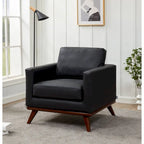 Chester Mid-Century Modern One-Seater Sofa Leather Accent Arm Chair for Living Room Bedroom Lounge - 33.46