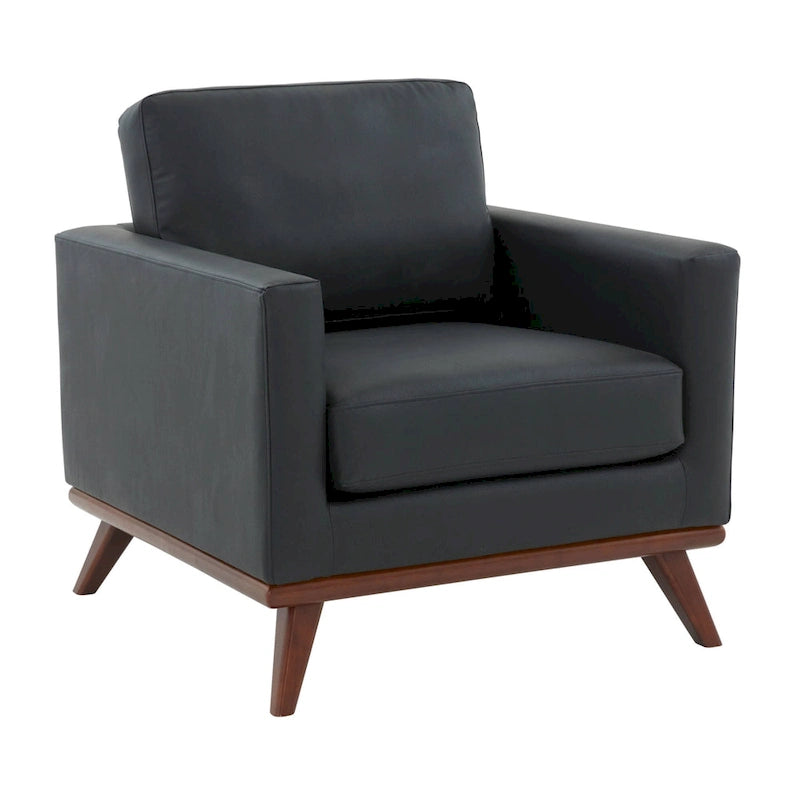 Chester Mid-Century Modern One-Seater Sofa Leather Accent Arm Chair for Living Room Bedroom Lounge - 33.46