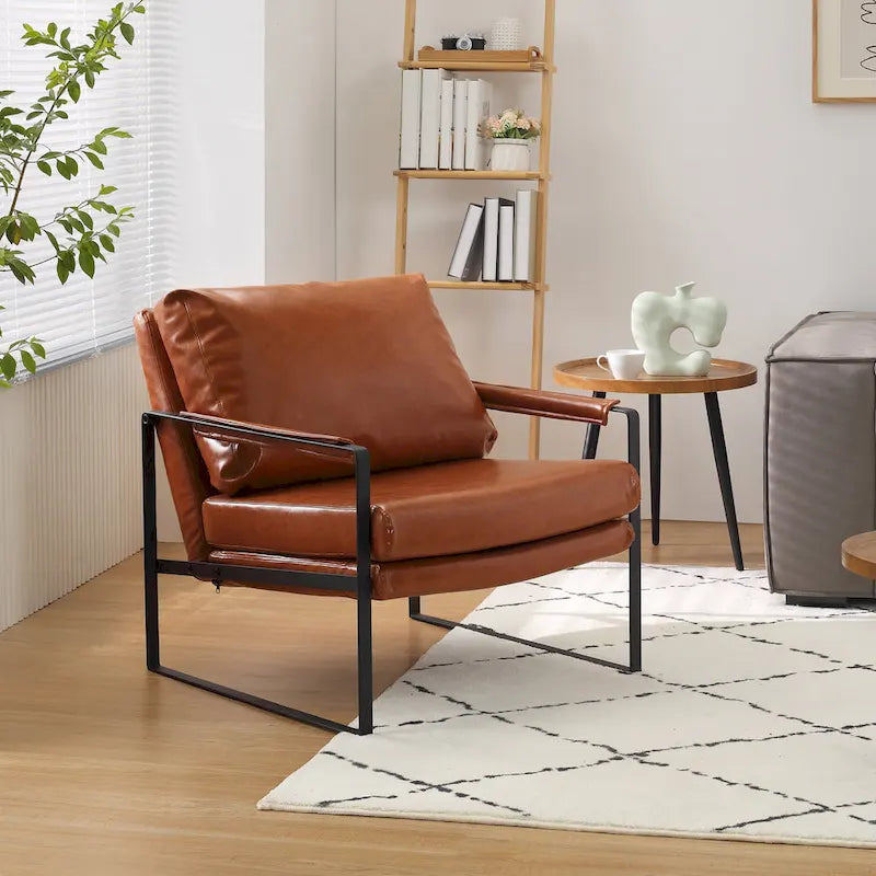 Art Leon Modern Faux Leather Accent Chairs Set of 2