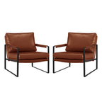 Art Leon Modern Faux Leather Accent Chairs Set of 2