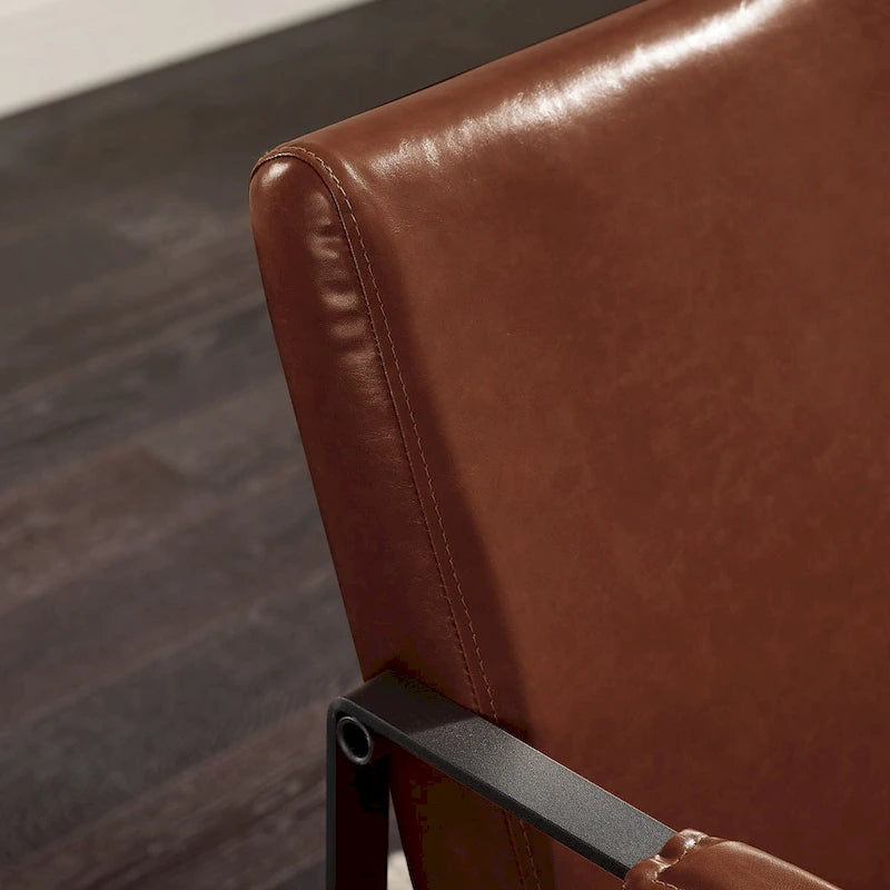 Art Leon Modern Faux Leather Accent Chairs Set of 2