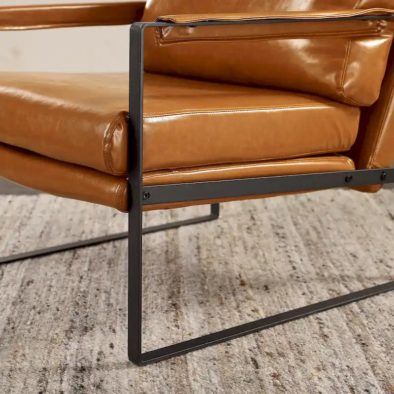 Art Leon Modern Faux Leather Accent Chairs Set of 2