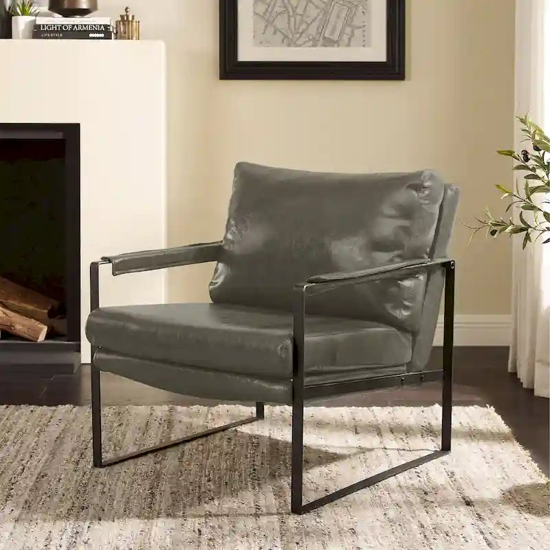 Art Leon Modern Faux Leather Accent Chairs Set of 2
