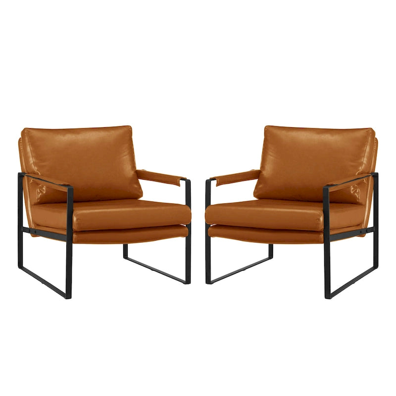 Art Leon Modern Faux Leather Accent Chairs Set of 2