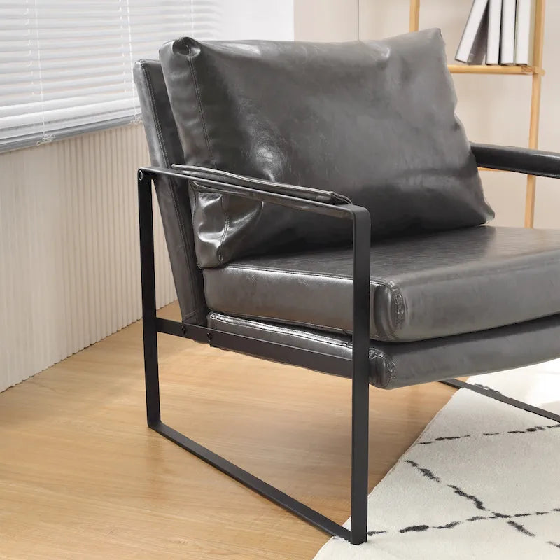 Art Leon Modern Faux Leather Accent Chairs Set of 2