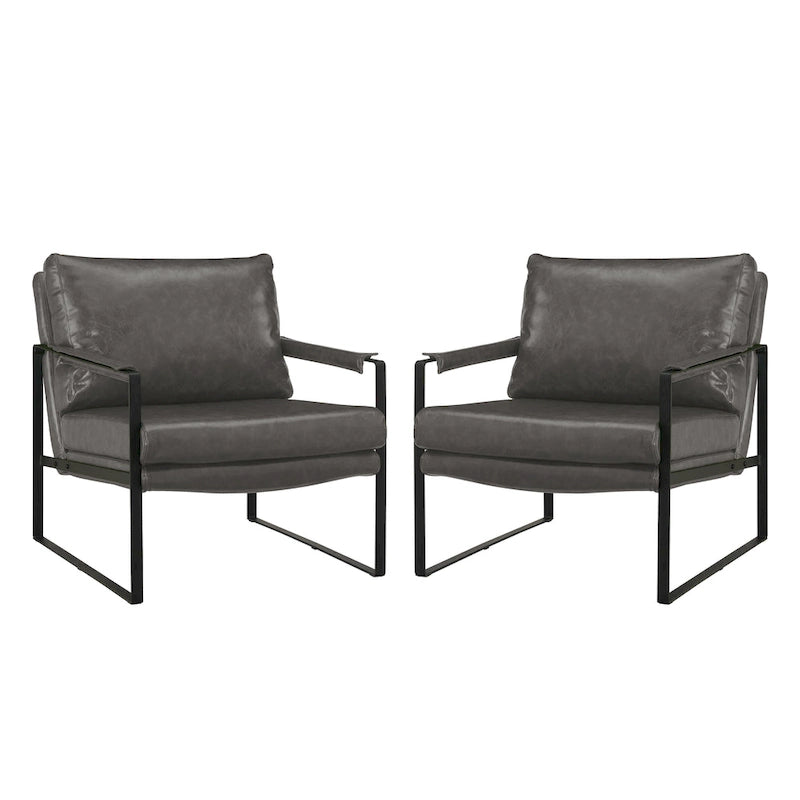 Art Leon Modern Faux Leather Accent Chairs Set of 2