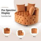 Velvet Modern Leisure Big Classical Barrel Chair with 2 Pillows