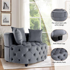 Velvet Modern Leisure Big Classical Barrel Chair with 2 Pillows