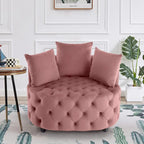 Velvet Modern Leisure Big Classical Barrel Chair with 2 Pillows