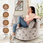 Velvet Modern Leisure Big Classical Barrel Chair with 2 Pillows