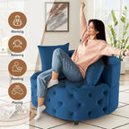 Velvet Modern Leisure Big Classical Barrel Chair with 2 Pillows