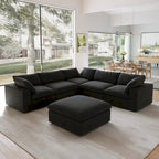 Modern V Shape Couches for Living Room, 6-Seats Modular Convertible Sectional Sofa Couch with Removable Cushion Covers