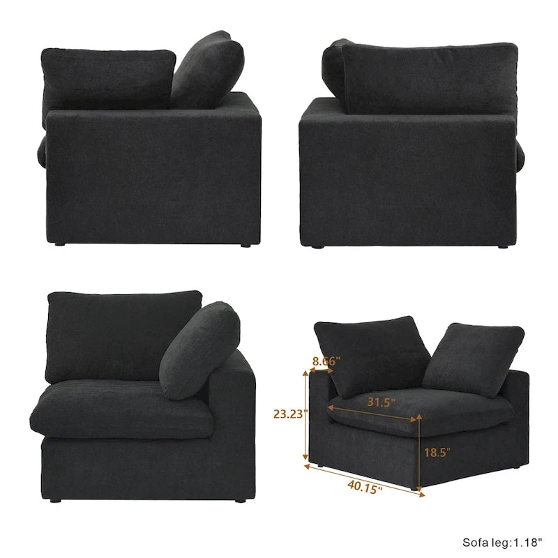 Modern V Shape Couches for Living Room, 6-Seats Modular Convertible Sectional Sofa Couch with Removable Cushion Covers
