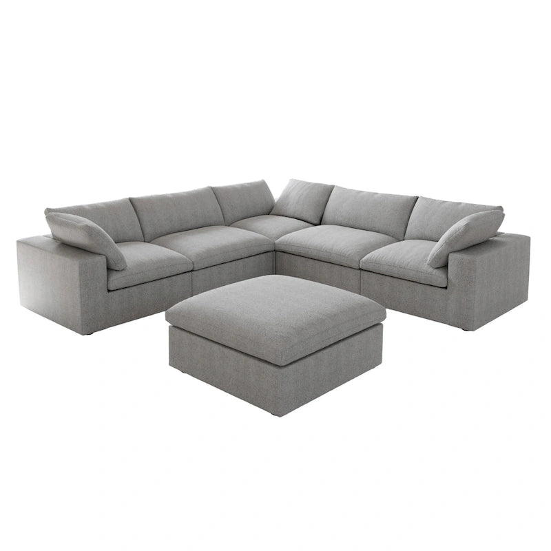 Modern V Shape Couches for Living Room, 6-Seats Modular Convertible Sectional Sofa Couch with Removable Cushion Covers