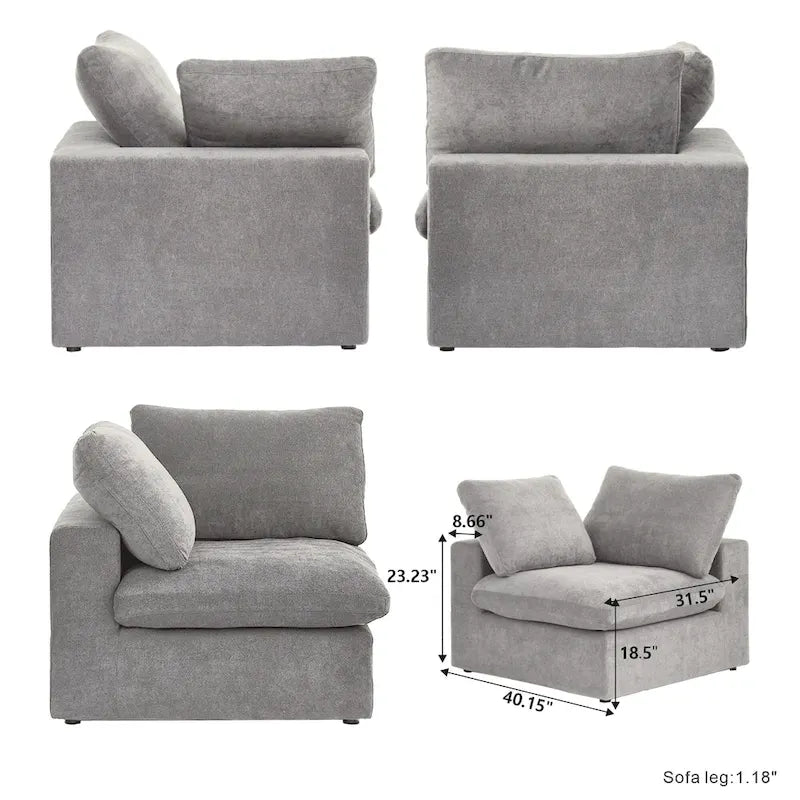 Modern V Shape Couches for Living Room, 6-Seats Modular Convertible Sectional Sofa Couch with Removable Cushion Covers