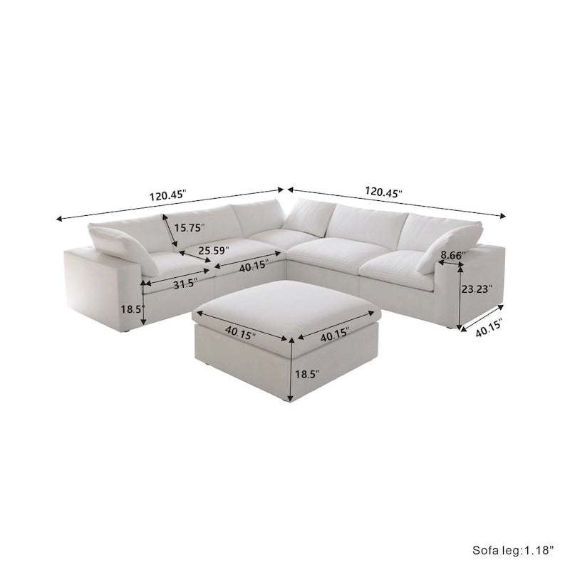 Modern V Shape Couches for Living Room, 6-Seats Modular Convertible Sectional Sofa Couch with Removable Cushion Covers