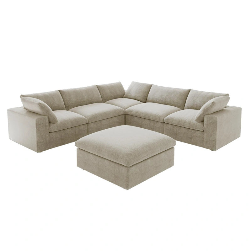 Modern V Shape Couches for Living Room, 6-Seats Modular Convertible Sectional Sofa Couch with Removable Cushion Covers