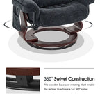 MCombo Swivel Recliner with Ottoman, Leisure Office Chair, Ergonomic Lounge chair, Chenille Fabric 4687