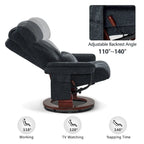 MCombo Swivel Recliner with Ottoman, Leisure Office Chair, Ergonomic Lounge chair, Chenille Fabric 4687
