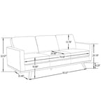 Chester Leather 3-Seater Sofa with Birch Wood Base Modern Living Room Couch with Removable Cushions - 83