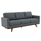 Chester Leather 3-Seater Sofa with Birch Wood Base Modern Living Room Couch with Removable Cushions - 83
