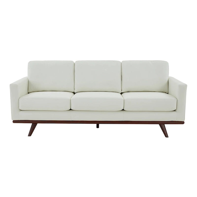 Chester Leather 3-Seater Sofa with Birch Wood Base Modern Living Room Couch with Removable Cushions - 83