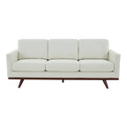 Chester Leather 3-Seater Sofa with Birch Wood Base Modern Living Room Couch with Removable Cushions - 83