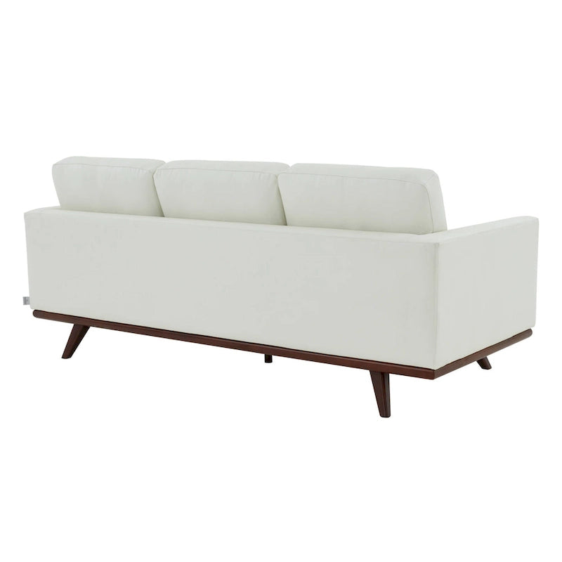 Chester Leather 3-Seater Sofa with Birch Wood Base Modern Living Room Couch with Removable Cushions - 83